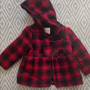 Cat & Jack Red and Black Plaid Hooded Jacket